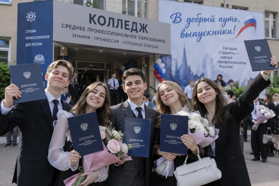 выпускники колледжа с дипломами