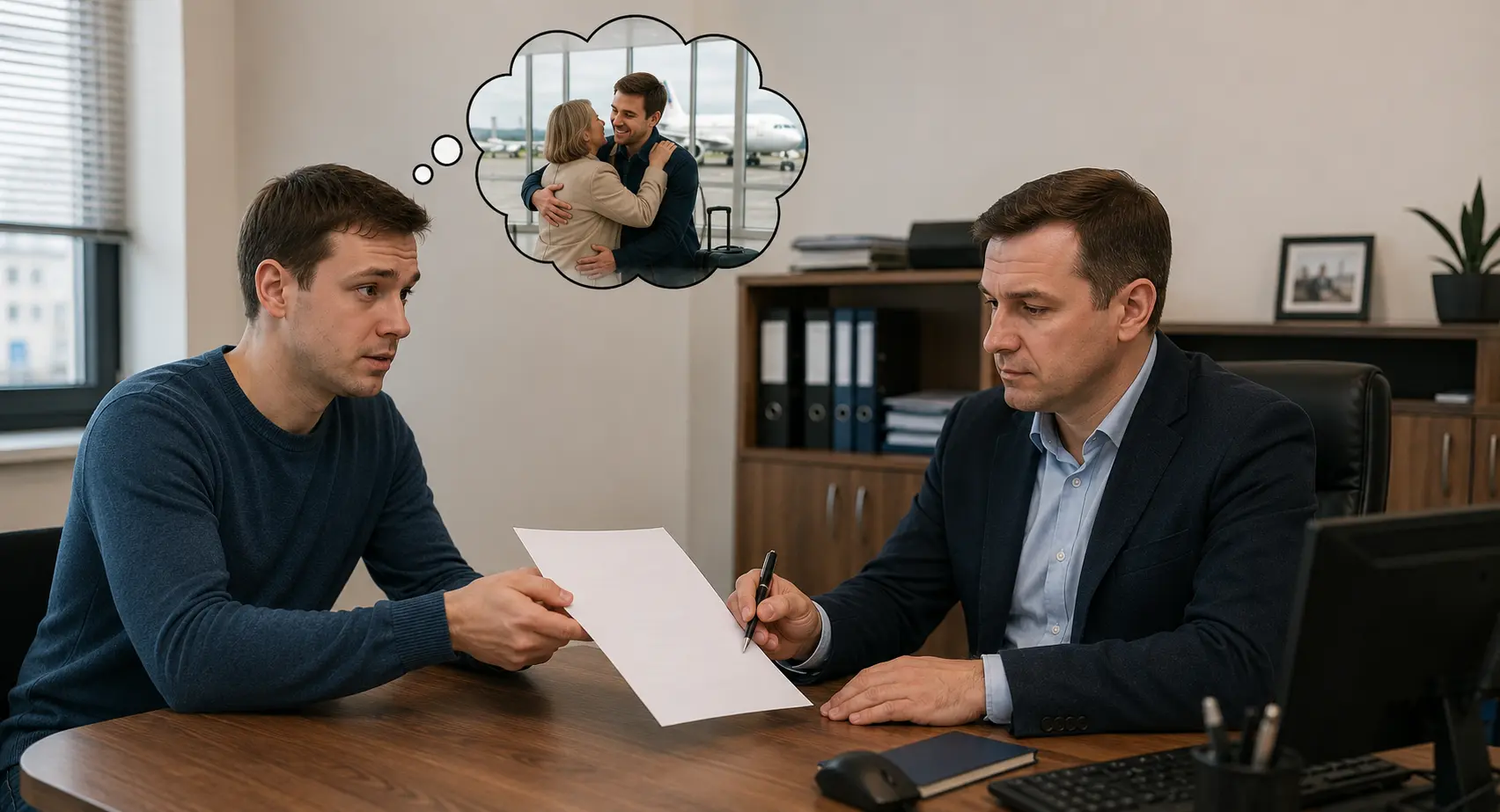 Мужчина просит отпустить его с работы